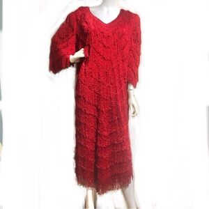 Vintage  Fringe Tassel Flapper Shimmy Midi Dress